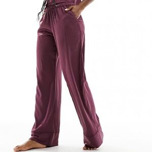 Abercrombie and Fitch Satin Plum Wide-Leg Pants Sleepwear